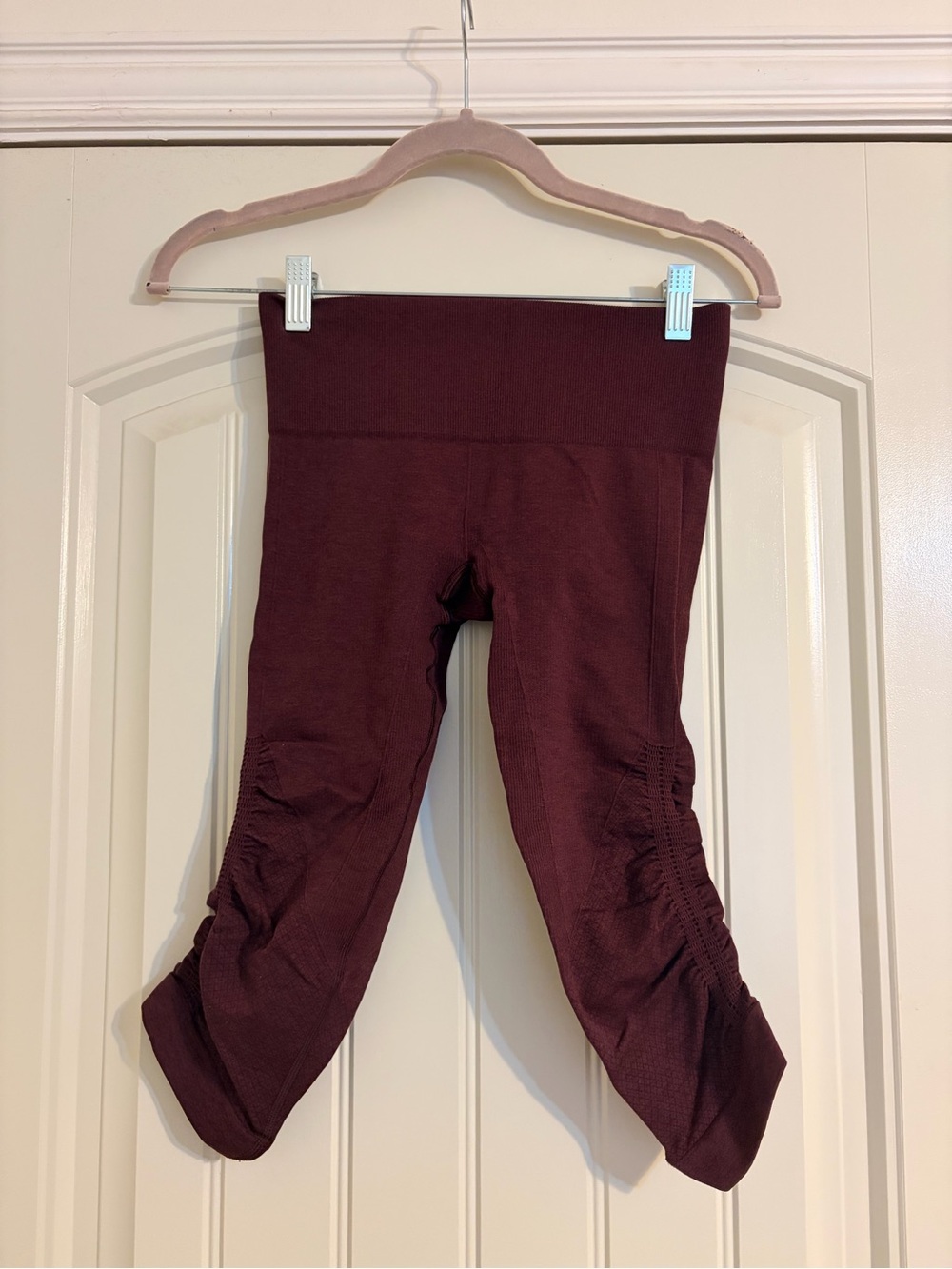 lululemon athletica Burgundy Ruched Capri Leggings